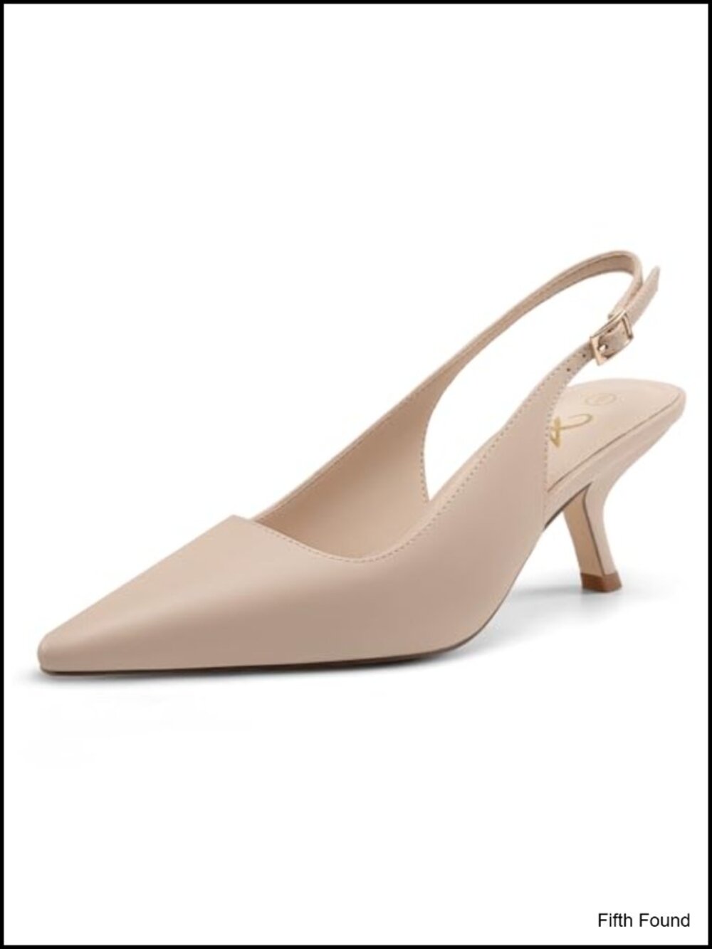 Kitten Heels Closed Toe Slingback Pumps Faux Leather Dress Shoes